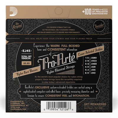 D'ADDARIO EJ45 PRO-ARTE NORMAL TENSION струни для класичної гітари